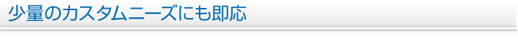 少量のカスタムニーズにも即応